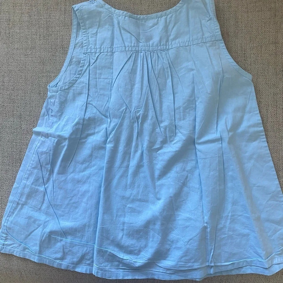 Mini Boden Pastel Blue Ruffle Bib 100% Cotton Tabk Top Size 9-10y - Picture 4 of 4